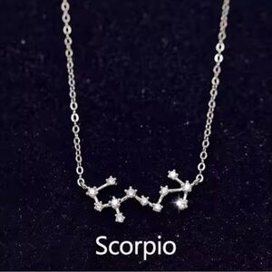 Simple 925 Sterling Silver Zircon Constellation Necklace -Scorpio